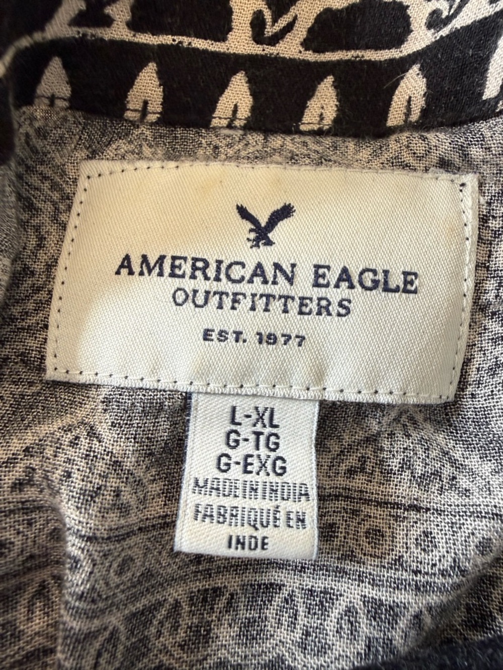American Eagle Black/Cream Open Front Kimono - Size L/XL - Picture 2 of 8